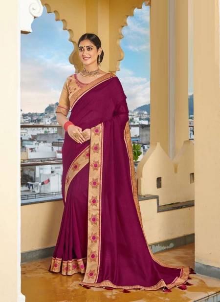 Purple Colour Aastha Kavira New Latest Ethnic Wear Heavy Vichitra Exclusive Saree Collection 2701